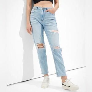 AE Stretch Ripped Mom Straight Jean